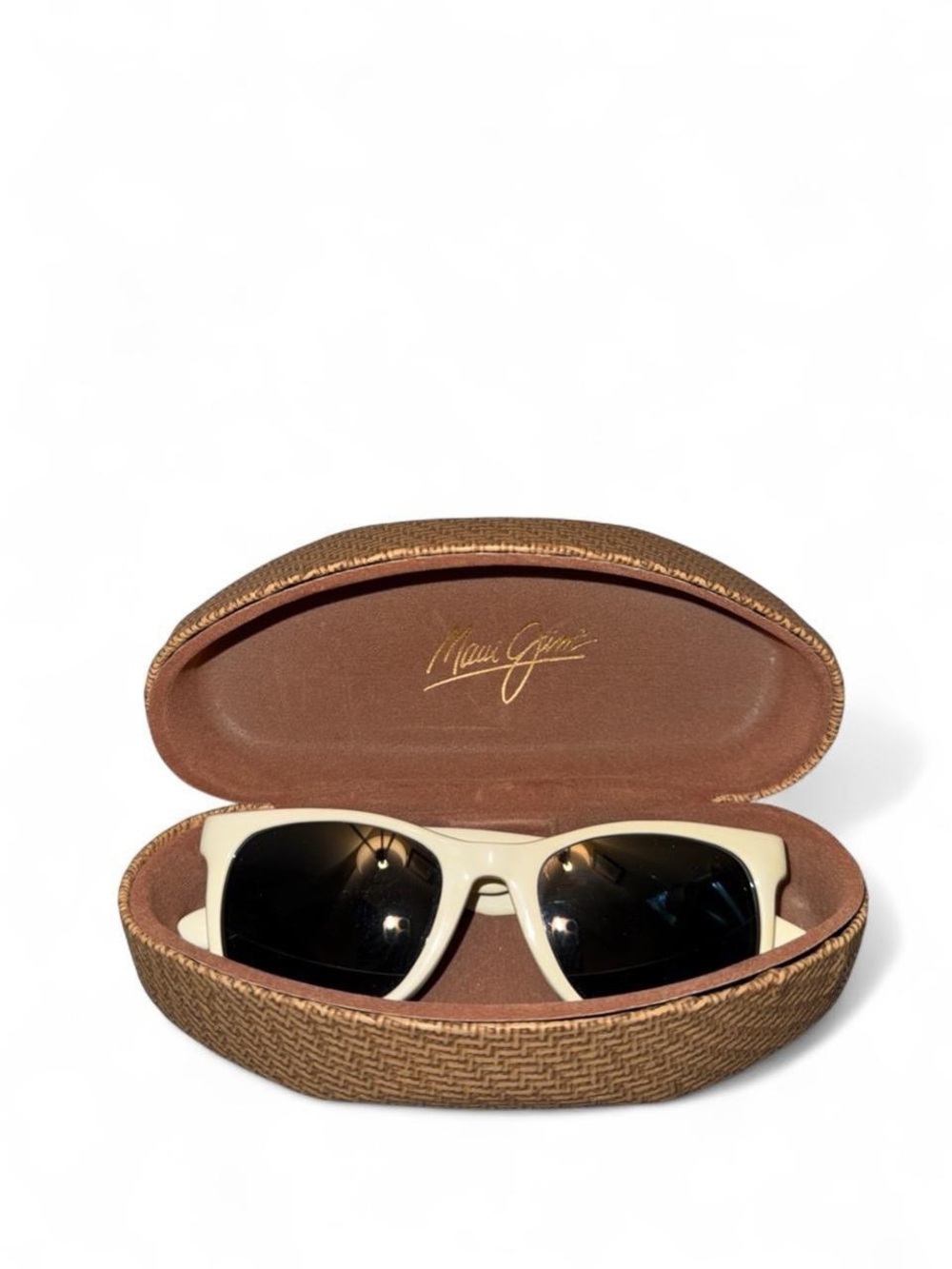 Maui Jim Kikonia XL Polarized Sunglasses – White/Bronze with Hard Case